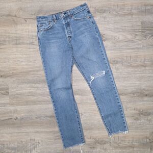 Levi's 501 High Rise Vintage Style Rugged Denim Light Wash Jeans Size 28